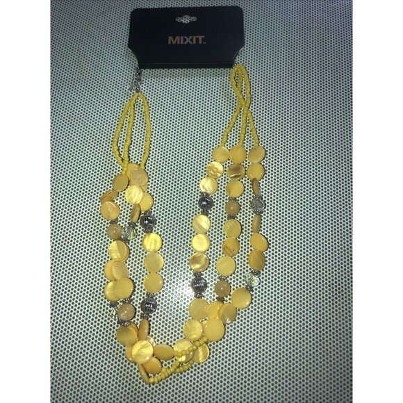 Mixit Yellow Beaded Necklace Layered Multi Strand Fashion Jewelry - Picture 1 of 3